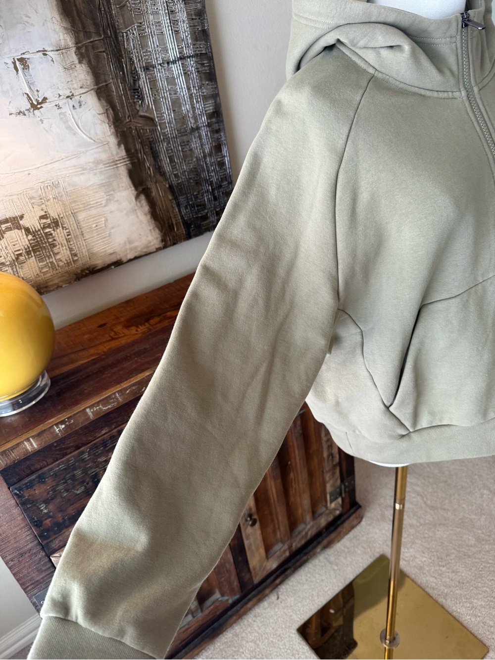 The Athleta Forever Fleece Half Zip Hoodie in Olive - size L - Picture 7 of 13